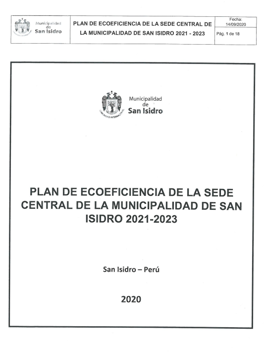 Vista preliminar de documento Plan de ecoeficiencia MDSI - Resolución de Alcaldía 237-2020-MSI