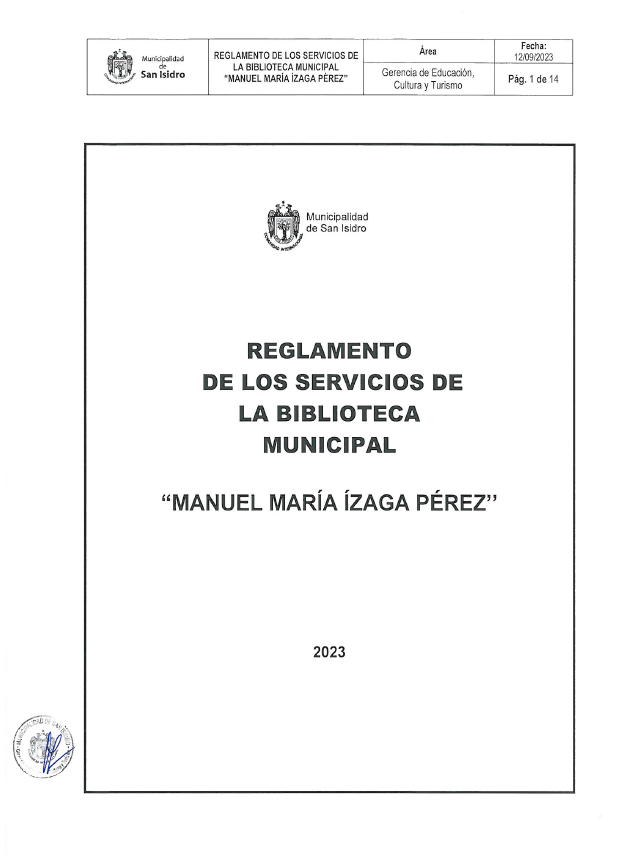Vista preliminar de documento REGLAMENTO DE LOS SERVICIOS DE LA BIBLIOTECA