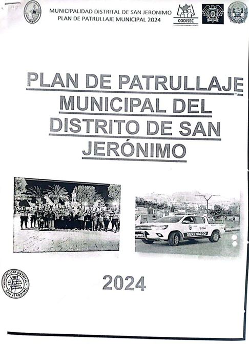 Vista preliminar de documento Plan de Patrullaje Municipal del Distrito de San Jerónimo
