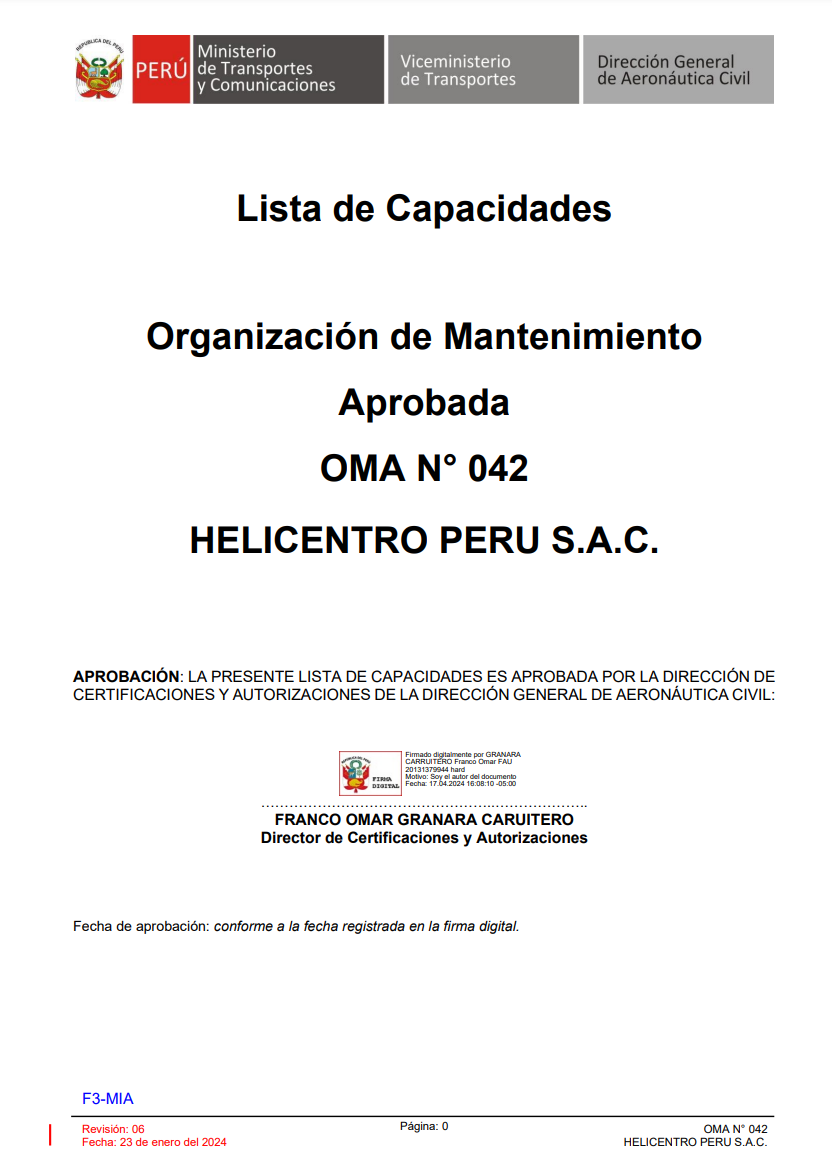 Vista preliminar de documento OMA 042 Lista de Capacidades