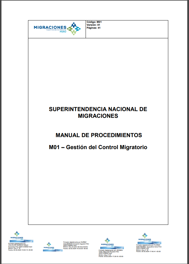 Vista preliminar de documento MAPRO M01 - Gestión de Control Migratorio