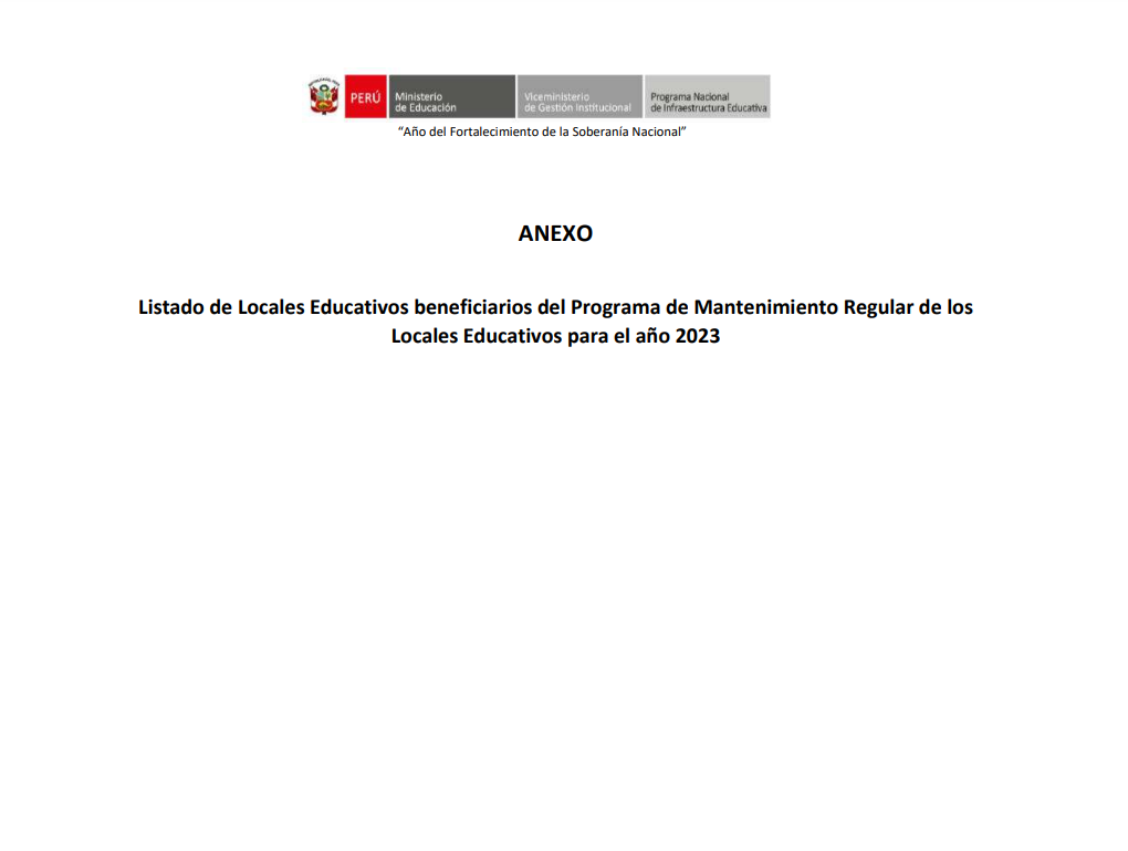 Vista preliminar de documento Listado de locales educativos beneficiarios Programa de Mantenimiento 2023.pdf