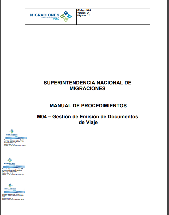 Vista preliminar de documento MAPRO M04 - Gestión de Emisión de Documentos de Viaje